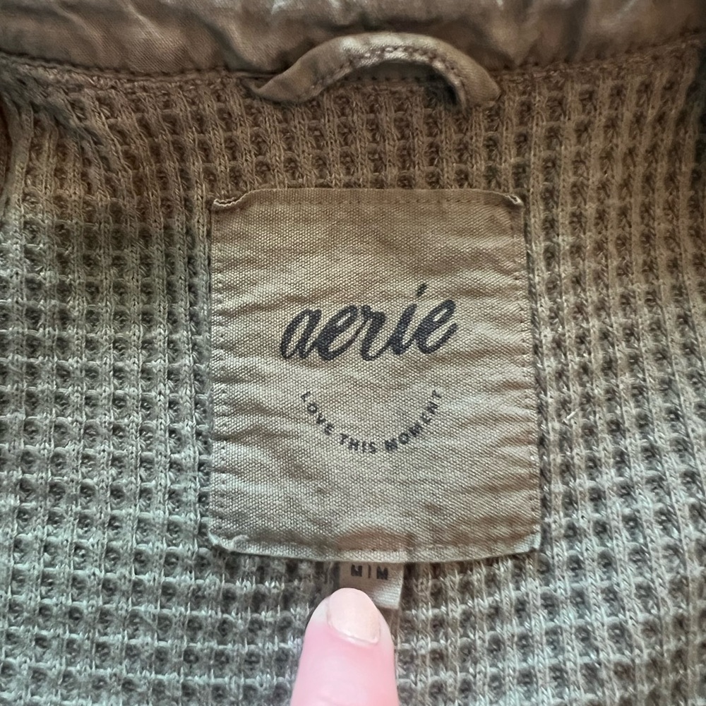 Aerie Sage Waffle Cardigan - Picture 3 of 5